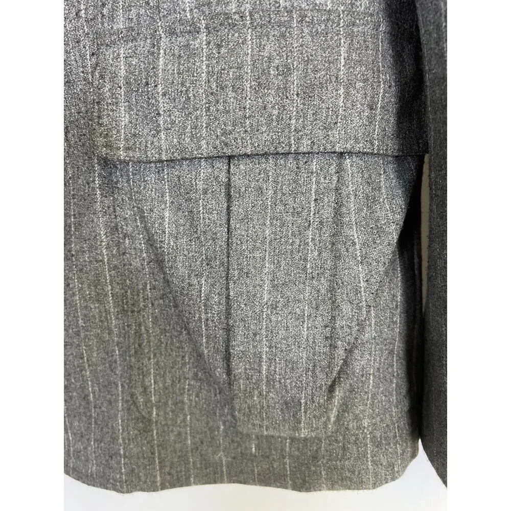 Banana Republic Wool Blazer & Removable Insulated Lining‎ Mens L Gray Pinstripe